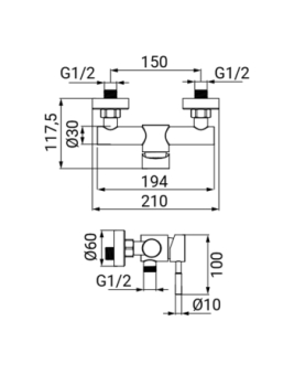 Exposed shower mixer Antea series