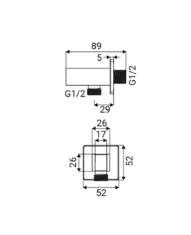 Square angle valve noir