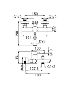 Bath mixer Antea series