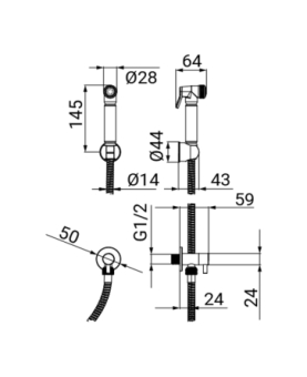 Toilet shower kit round with tap