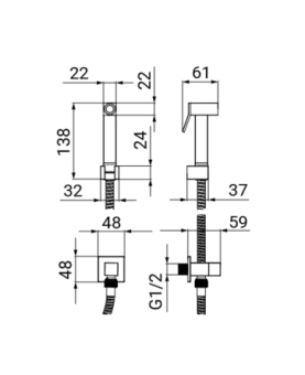 Toilet shower kit square with tap