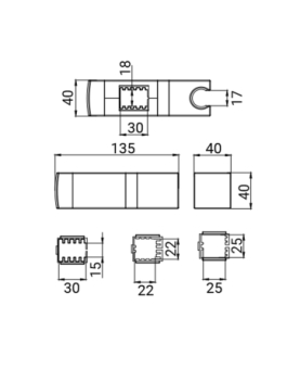 Slider for shower rail sets with adapters