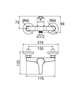 Exposed shower mixer Hellis series
