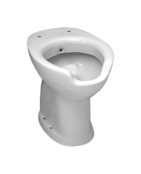 Floor-mounted toilet-bidet wall drain for disabled