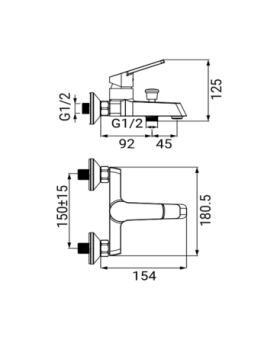 Bath mixer Fluid series