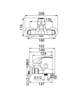 Bath mixer Lotus series