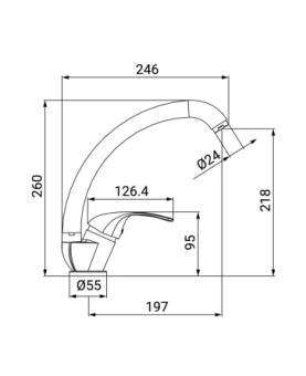 Sink mixer with high spot Lotus