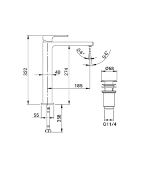 Basin mixer high size Prestige series