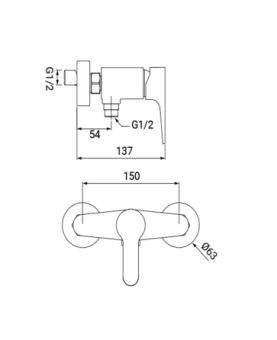 Exposed shower mixer Aurora series