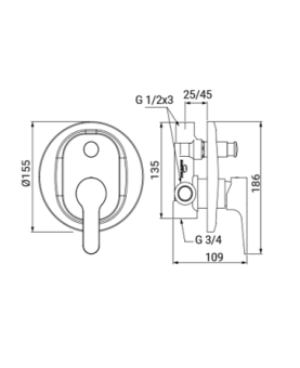 Miscelatore incasso doccia con deviatore serie Aurora