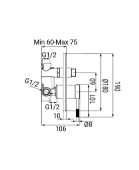 Concealed shower mixer with diverter Riviera series