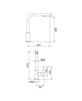 Sink mixer with high spot and pull-out shower Phoenix - various finishes