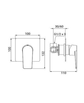 Concealed shower mixer Moon series