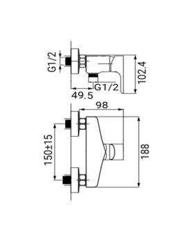 Exposed shower mixer Hope series