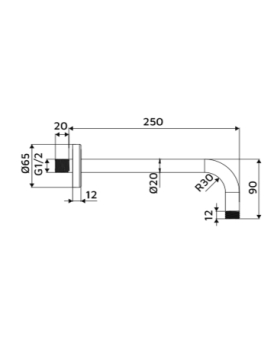 Shower arm 25-30-35 cm