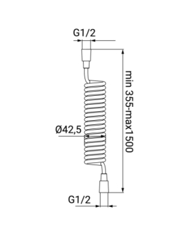 Spring shower hose white or grey finish