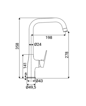 Sink mixer with high spot Kalos