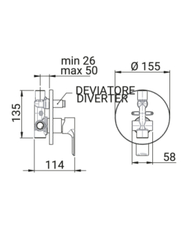 Concealed shower mixer with diverter Dafne series