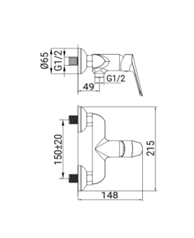 Exposed shower mixer Vera series