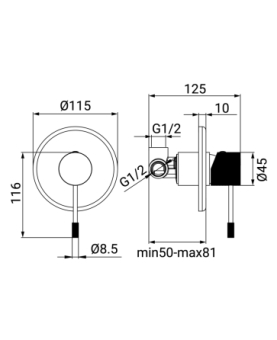 Concealed shower mixer Astral series