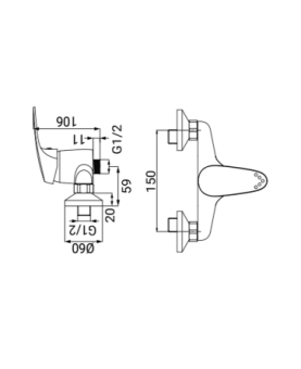 Exposed shower mixer Punto series