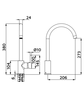Sink mixer with high spot Chicago chrome or brushed steel
