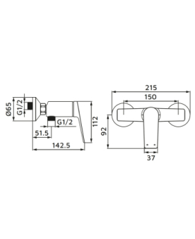 Exposed shower mixer Dynamic series
