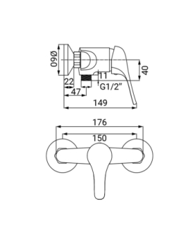 Exposed shower mixer Joy series