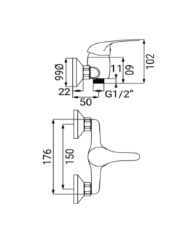 Exposed shower mixer Fast series