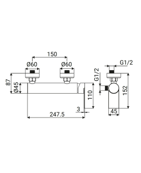Exposed shower mixer Solar series