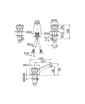 3-hole basin mixer Scudetto series