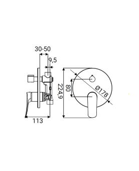 Concealed shower mixer with diverter series Vela
