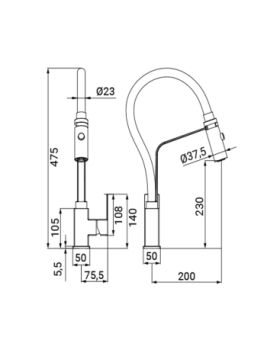 Sink mixer with high spot Portland