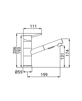 Sink mixer swivel spout with pull-out hand shower Kansas