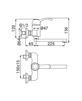 Sink mixer swivel spout wall-mounted Distri