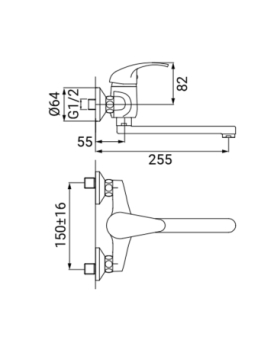 Sink mixer swivel spout wall-mounted Titan