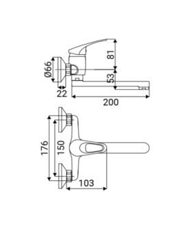 Sink mixer swivel spout wall-mounted Jolly