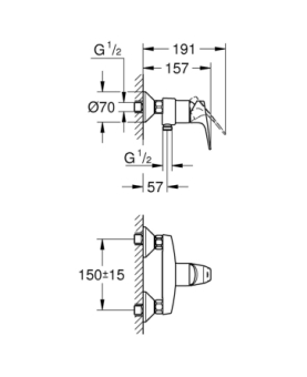 Exposed shower mixer Start flow series