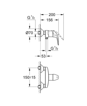 Exposed shower mixer Swift series