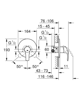 Concealed shower mixer Eurosmart new series