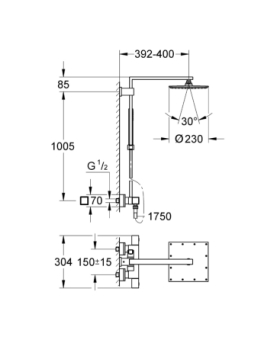 Shower system with thermostatic Euphoria cube