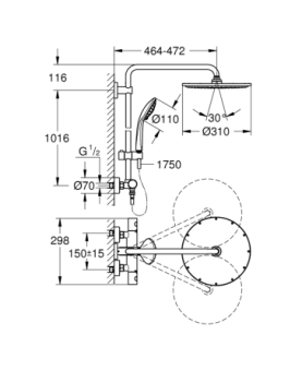 Shower system with thermostatic Euphoria system 310