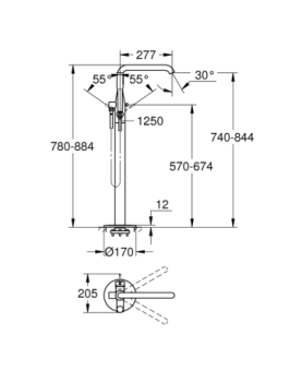 Bath mixer floor mounted Essence