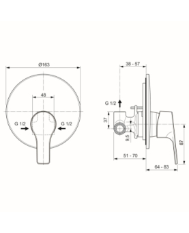 Concealed shower mixer Ideal Stream series