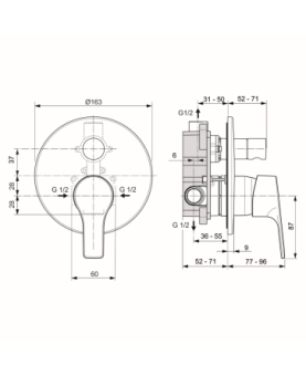 Concealed shower mixer with diverter Ideal Stream series