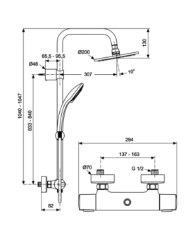 Colonne de douche avec thermostatique Idealrain duo