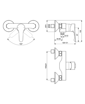 Exposed shower mixer Alpha series