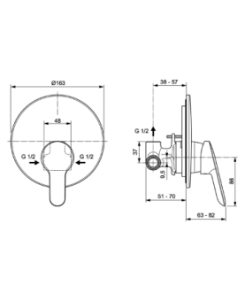 Concealed shower mixer Alpha series