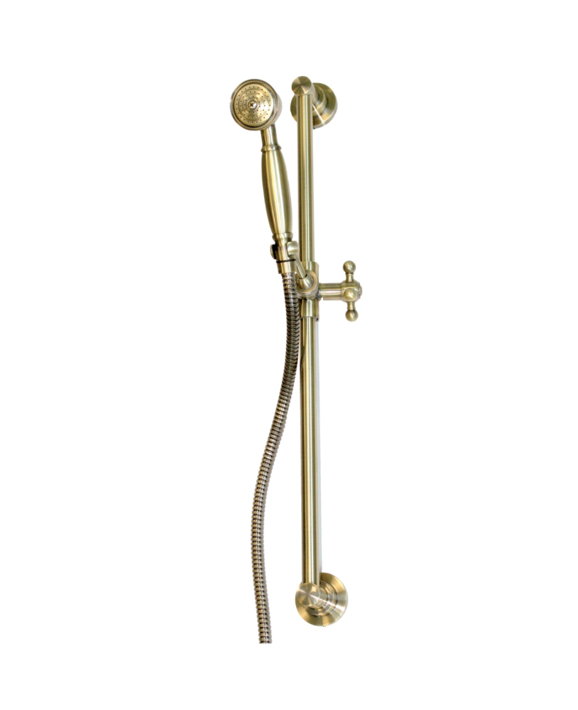 Shower rail set old brass