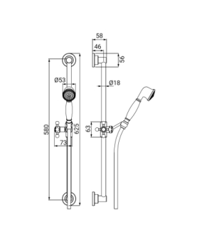 Shower rail set old brass